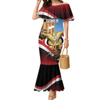 Personalised Yemen Independence Day Mermaid Dress Awwam Temple With Coat Of Arms Proud - Wonder Print Shop