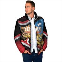 Personalised Yemen Independence Day Padded Jacket Awwam Temple With Coat Of Arms Proud - Wonder Print Shop