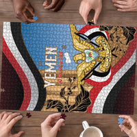 Personalised Yemen Independence Day Puzzle Awwam Temple With Coat Of Arms Proud - Wonder Print Shop