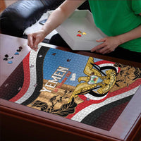Personalised Yemen Independence Day Puzzle Awwam Temple With Coat Of Arms Proud - Wonder Print Shop