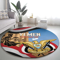 Personalised Yemen Independence Day Round Carpet Awwam Temple With Coat Of Arms Proud - Wonder Print Shop