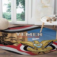 Personalised Yemen Independence Day Round Carpet Awwam Temple With Coat Of Arms Proud - Wonder Print Shop