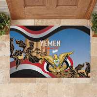 Personalised Yemen Independence Day Rubber Doormat Awwam Temple With Coat Of Arms Proud - Wonder Print Shop