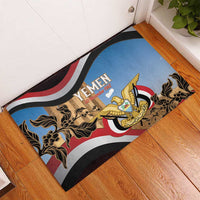 Personalised Yemen Independence Day Rubber Doormat Awwam Temple With Coat Of Arms Proud - Wonder Print Shop