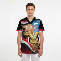 Personalised Yemen Independence Day Scrub Top Awwam Temple With Coat Of Arms Proud - Wonder Print Shop