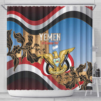 Personalised Yemen Independence Day Shower Curtain Awwam Temple With Coat Of Arms Proud - Wonder Print Shop