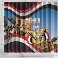 Personalised Yemen Independence Day Shower Curtain Awwam Temple With Coat Of Arms Proud - Wonder Print Shop