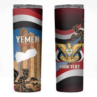Personalised Yemen Independence Day Skinny Tumbler Awwam Temple With Coat Of Arms Proud - Wonder Print Shop