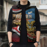 Personalised Yemen Independence Day Sleeveless Puffer Jacket Awwam Temple With Coat Of Arms Proud - Wonder Print Shop