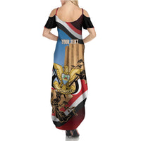 Personalised Yemen Independence Day Summer Maxi Dress Awwam Temple With Coat Of Arms Proud - Wonder Print Shop