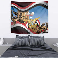 Personalised Yemen Independence Day Tapestry Awwam Temple With Coat Of Arms Proud - Wonder Print Shop