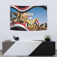 Personalised Yemen Independence Day Tapestry Awwam Temple With Coat Of Arms Proud - Wonder Print Shop