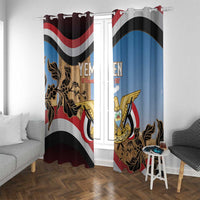 Personalised Yemen Independence Day Window Curtain Awwam Temple With Coat Of Arms Proud - Wonder Print Shop