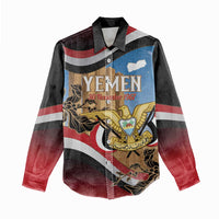 Personalised Yemen Independence Day Women Casual Shirt Awwam Temple With Coat Of Arms Proud - Wonder Print Shop