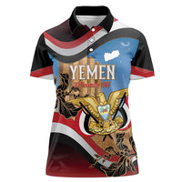 Personalised Yemen Independence Day Women Polo Shirt Awwam Temple With Coat Of Arms Proud - Wonder Print Shop