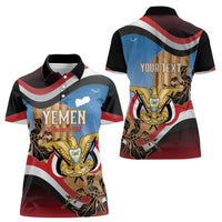 Personalised Yemen Independence Day Women Polo Shirt Awwam Temple With Coat Of Arms Proud - Wonder Print Shop