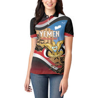 Personalised Yemen Independence Day Women Polo Shirt Awwam Temple With Coat Of Arms Proud - Wonder Print Shop