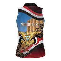 Personalised Yemen Independence Day Women Sleeveless Polo Shirt Awwam Temple With Coat Of Arms Proud - Wonder Print Shop