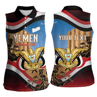 Personalised Yemen Independence Day Women Sleeveless Polo Shirt Awwam Temple With Coat Of Arms Proud - Wonder Print Shop