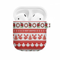Canada Christmas AirPods Case Canadian Moose Maple Leaf Seamless Style - Wonder Print Shop
