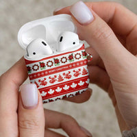 Canada Christmas AirPods Case Canadian Moose Maple Leaf Seamless Style - Wonder Print Shop