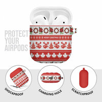 Canada Christmas AirPods Case Canadian Moose Maple Leaf Seamless Style - Wonder Print Shop