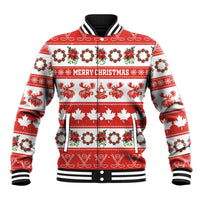 Personalised Canada Christmas Baseball Jacket Canadian Moose Maple Leaf Seamless Style - Wonder Print Shop