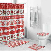 Canada Christmas Bathroom Set Canadian Moose Maple Leaf Seamless Style - Wonder Print Shop