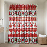 Canada Christmas Bathroom Set Canadian Moose Maple Leaf Seamless Style - Wonder Print Shop