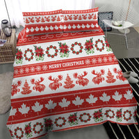 Canada Christmas Bedding Set Canadian Moose Maple Leaf Seamless Style - Wonder Print Shop