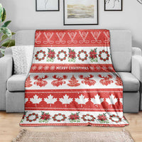 Canada Christmas Blanket Canadian Moose Maple Leaf Seamless Style - Wonder Print Shop