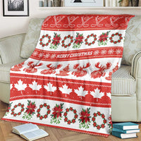 Canada Christmas Blanket Canadian Moose Maple Leaf Seamless Style - Wonder Print Shop