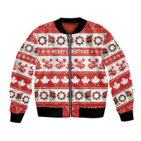 Personalised Canada Christmas Bomber Jacket Canadian Moose Maple Leaf Seamless Style - Wonder Print Shop