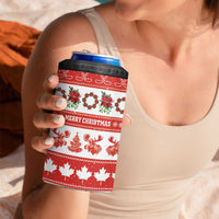 Personalised Canada Christmas 4 in 1 Can Cooler Tumbler Canadian Moose Maple Leaf Seamless Style - Wonder Print Shop