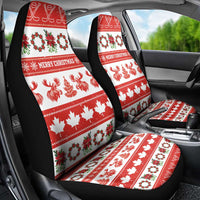 Canada Christmas Car Seat Cover Canadian Moose Maple Leaf Seamless Style - Wonder Print Shop
