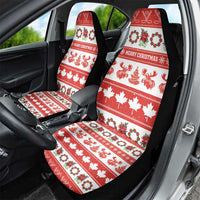 Canada Christmas Car Seat Cover Canadian Moose Maple Leaf Seamless Style - Wonder Print Shop