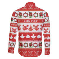 Personalised Canada Christmas Family Matching Off The Shoulder Long Sleeve Dress and Hawaiian Shirt Canadian Moose Maple Leaf Seamless Style - Wonder Print Shop