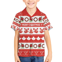 Personalised Canada Christmas Family Matching Off The Shoulder Long Sleeve Dress and Hawaiian Shirt Canadian Moose Maple Leaf Seamless Style - Wonder Print Shop