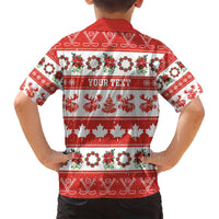 Personalised Canada Christmas Family Matching Off Shoulder Maxi Dress and Hawaiian Shirt Canadian Moose Maple Leaf Seamless Style - Wonder Print Shop