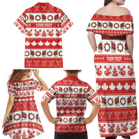 Personalised Canada Christmas Family Matching Off Shoulder Maxi Dress and Hawaiian Shirt Canadian Moose Maple Leaf Seamless Style - Wonder Print Shop