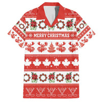 Personalised Canada Christmas Family Matching Off Shoulder Short Dress and Hawaiian Shirt Canadian Moose Maple Leaf Seamless Style - Wonder Print Shop