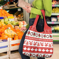 Canada Christmas Grocery Bag Canadian Moose Maple Leaf Seamless Style - Wonder Print Shop