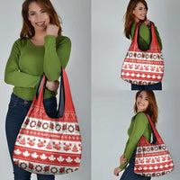 Canada Christmas Grocery Bag Canadian Moose Maple Leaf Seamless Style - Wonder Print Shop
