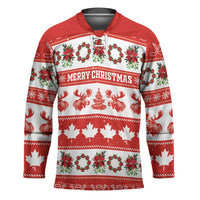 Personalised Canada Christmas Hockey Jersey Canadian Moose Maple Leaf Seamless Style - Wonder Print Shop