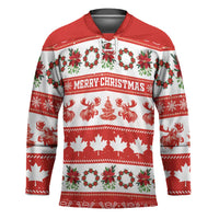 Personalised Canada Christmas Hockey Jersey Canadian Moose Maple Leaf Seamless Style - Wonder Print Shop