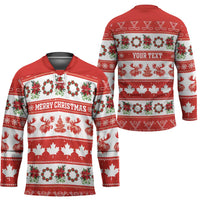 Personalised Canada Christmas Hockey Jersey Canadian Moose Maple Leaf Seamless Style - Wonder Print Shop
