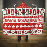 Canada Christmas Hooded Blanket Canadian Moose Maple Leaf Seamless Style - Wonder Print Shop