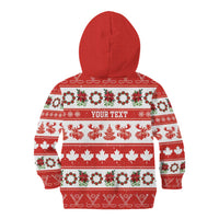 Personalised Canada Christmas Kid Hoodie Canadian Moose Maple Leaf Seamless Style - Wonder Print Shop