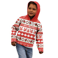 Personalised Canada Christmas Kid Hoodie Canadian Moose Maple Leaf Seamless Style - Wonder Print Shop
