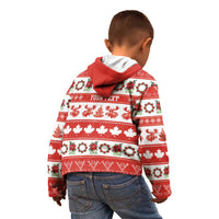 Personalised Canada Christmas Kid Hoodie Canadian Moose Maple Leaf Seamless Style - Wonder Print Shop